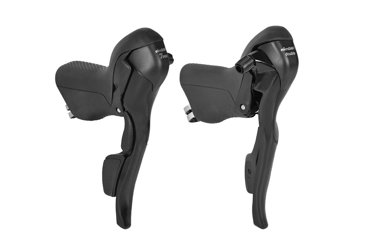 Шифтеры\ручки тормоза MICROSHIFT SB-R372,комплект,левый,2 передачи,правый 7 передач,для шоссейного руля,черный